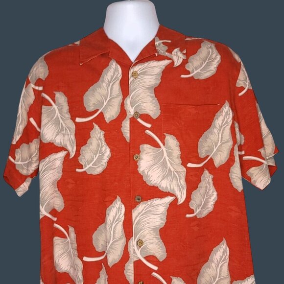 Orvis Mens Silk Hawaiian Shirt Medium Short Sleeve Button Front Tropical - Picture 1 of 6